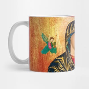 Our Lady of Perpetual Help in Golden-Cooper Wood Background Mug